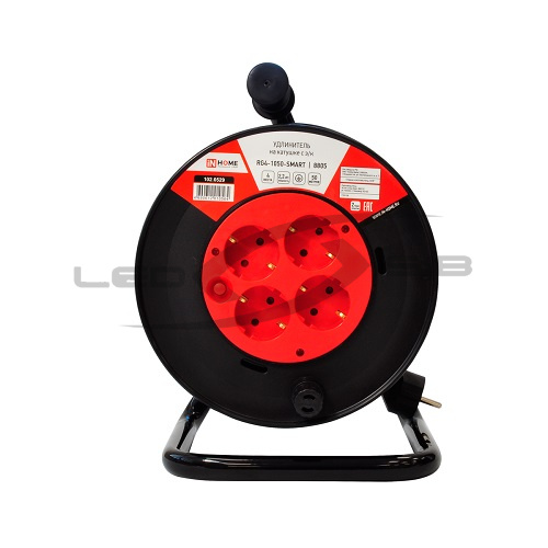 Удлинитель на катушке RG4-1030-SMART с термозащитой 4-х местн с з/к 10A 30м 8803 IN HOME