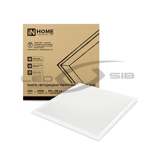 Панель сд LP-02-SLIM 36W 230V 3600Lm 595х595х8мм без ЭПРА БЕЛАЯ IP40 IN HOME