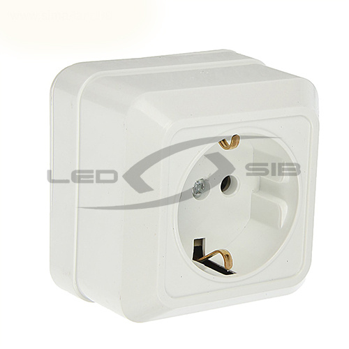 розетка 1ая накл с з/к bolleto белая накладная 7028 Розетка 1ая накл с з/к BOLLETO белая накладная 7028