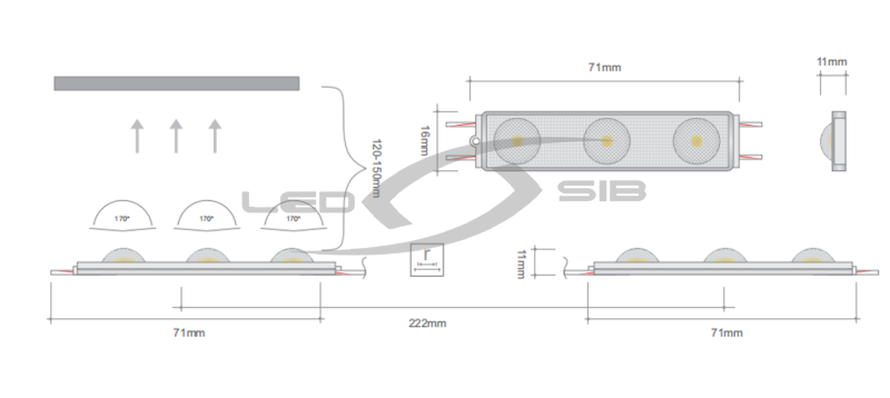 светодиодный модуль f3 ls с линзой smd 3030/3led 70х17х11мм max 1,5w 232,5 lm ip65 175° Светодиодный модуль F3 LS с линзой SMD 3030/3LED 70х17х11мм max 1,5W 232,5 Lm IP65 175°