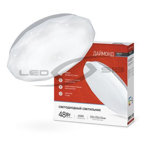 Светильник cд DECO 48W  3120Lm 377х73мм ДАЙМОНД IN HOME