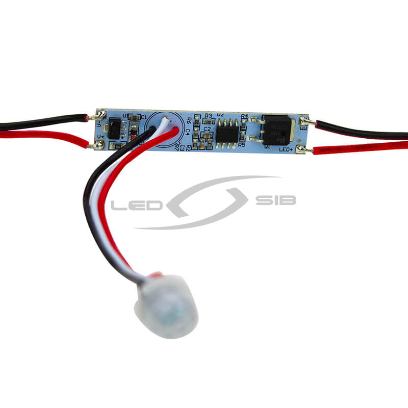 ИК датчик движени LS для размещения в профиль, датчик на проводе 12V 36W/24V 72W ширина платы 10 мм.