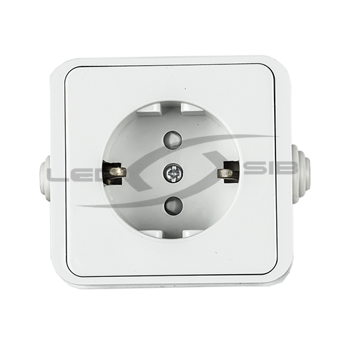 Розетка 1ая с з/к со штр AQUA  белая п/герм 3113