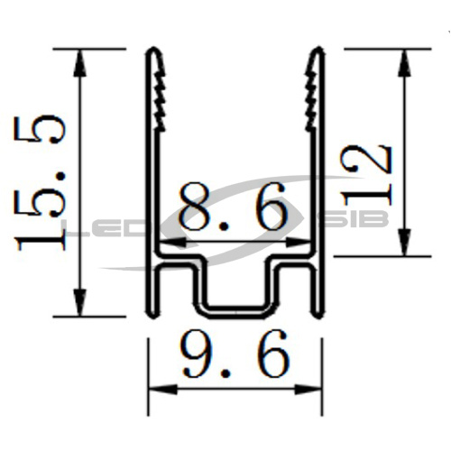 профиль ls для мини-неона алюминиевый 1000 x 8 x 15,5мм Профиль LS для мини-неона алюминиевый 1000 x 8 x 15,5мм
