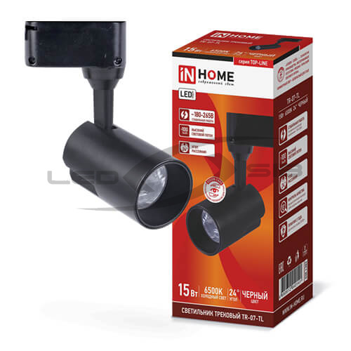 Светильник сд трековый TR-07-TL 15W 4000К 1500Lm IP40 24 град. черный серии TOP-LINE IN HOME